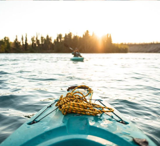 Canoe in open water